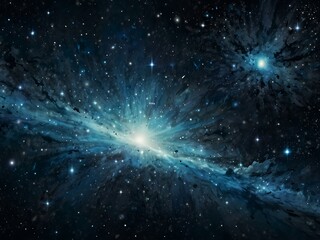 blue and white cosmic background with stars