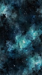 Wall Mural - Blue Galaxy Nebula Watercolor Texture