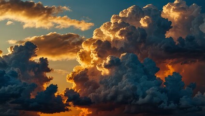 Wall Mural - Blue Sky with Clouds and Golden Sunset