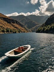 Wall Mural - Boating on Zimapán Dam with stunning landscapes.