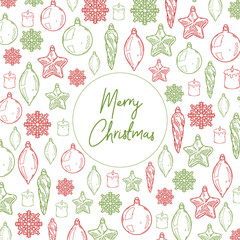 Wall Mural - merry christmas and happy new year retro banner template, greeting card. vector background with chri