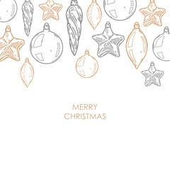 Wall Mural - merry christmas and happy new year banner template, greeting card. vector background with christmas 