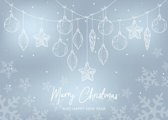 Wall Mural - merry christmas and happy new year retro banner template, greeting card. vector background with chri