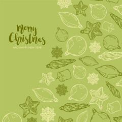 Wall Mural - merry christmas and happy new year retro banner template, greeting card. vector background with chri
