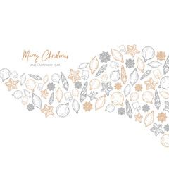 Wall Mural - merry christmas and happy new year retro banner template, greeting card. vector background with chri