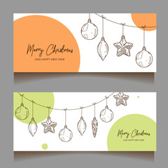 Wall Mural - merry christmas and happy new year retro banner template, greeting card. vector background with chri