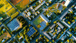 © OLHA - Aerial view of a city with solar panels on the roof of buildings