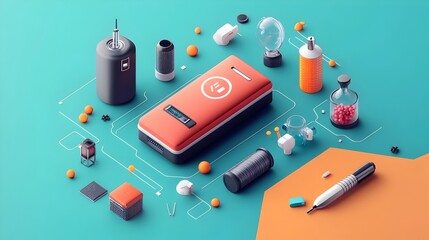 Poster - Supercapacitor Made from Graphene   Futuristic and Eco Friendly Energy Storage Flat Design Schematic Showcasing Advanced Electrical Component Technology