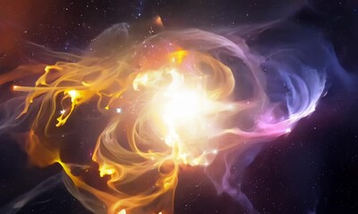 Wall Mural - formation of a new star in a colorful, swirling nebula. video