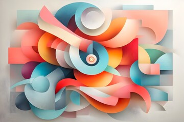 Poster - Radiant Polygonal Symphony A captivating abstract composition featuring a symphony of interlocking polygonal forms where radiant energy flows through the interconnected shapes