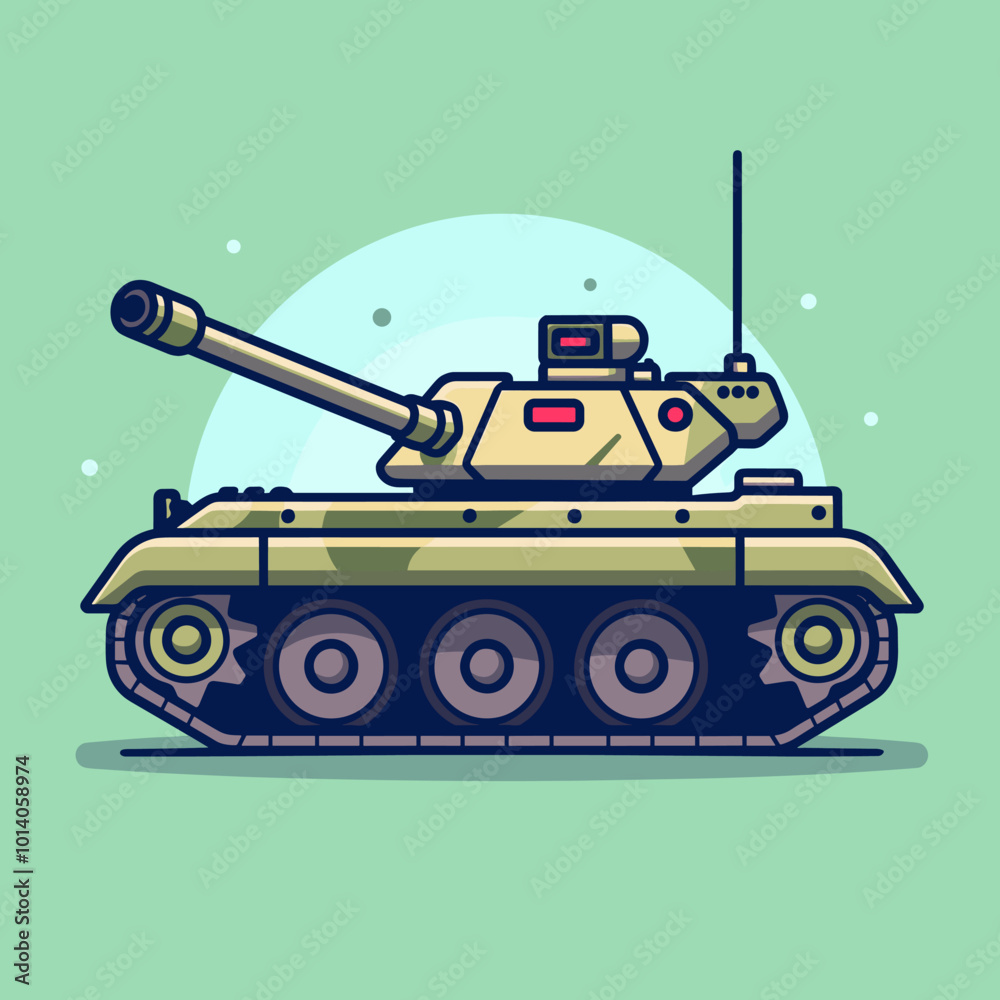 Cartoon tank isolated on white background. Vector illustration in flat ...