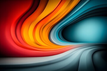 Poster - Continuous lines curves and geometric abstractions create a futuristic transportation infrastructure featuring vivid gradients and a digital painting of a metropolitan cityscape