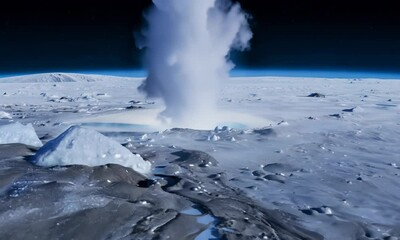 Wall Mural - neptune’s moon triton with geysers erupting from its surface. video