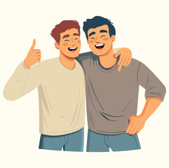 Two men best friend enjoying together concept illustration