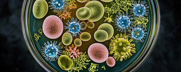 Poster - Macro Dramatic Shot of Microorganisms in Petri Dish