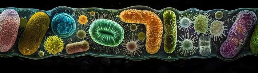 Poster - Vibrant Macro Image of Microorganisms Under Close Observation