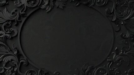 A decorative black frame with intricate floral patterns, designed for showcasing artwork or photographs.