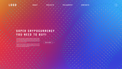 Poster - Landing page abstract design with vector field forces matris. Colorful template for website or app. Magnetic flow chart