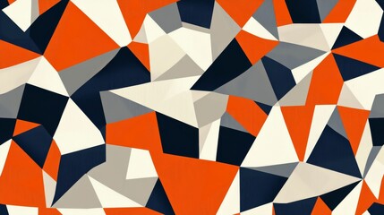 Poster - Abstract geometric pattern with orange, black, and white triangles