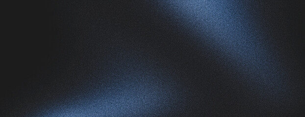 Wall Mural - dark black blue abstract background, glowing blurred grainy texture banner poster header backdrop de