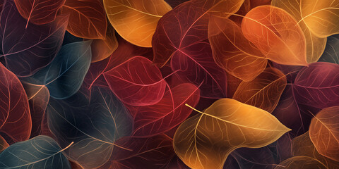 Aufkleber - Autumn leaves background creating warm colorful pattern