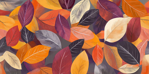 Aufkleber - Autumnal background with colorful leaves falling down