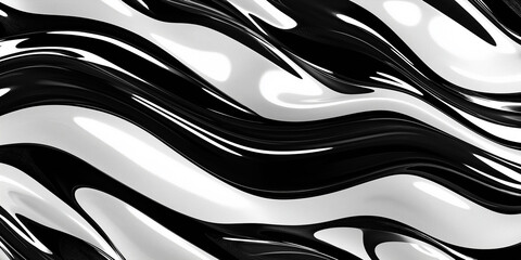 Poster - Black and white abstract waves background forming an organic pattern