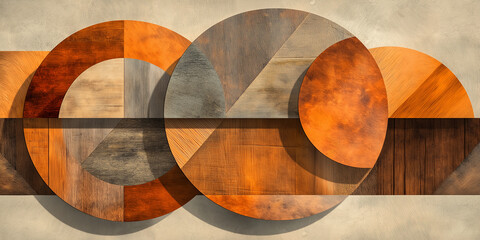 Aufkleber - Intricate geometric wood design forming abstract circular pattern
