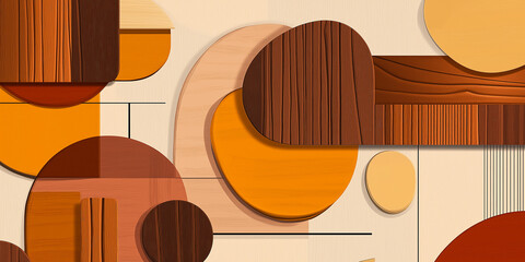 Aufkleber - Abstract background with wooden circles and rectangles overlapping