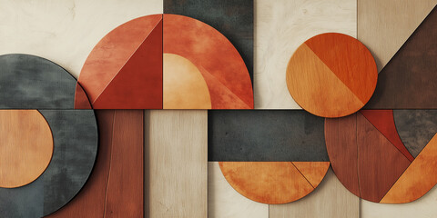 Aufkleber - Abstract geometric wood paneling forming a modern art background texture