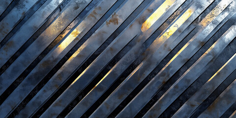 Poster - Diagonal rusty metal plates background texture forming lines