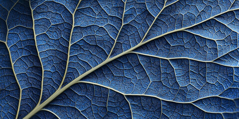 Aufkleber - Macro photography showing the veins of a blue leaf