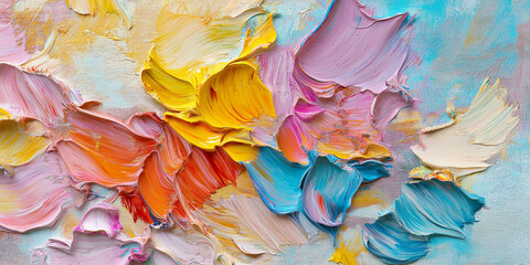 Poster - Colorful oil paint brushstrokes creating abstract background texture