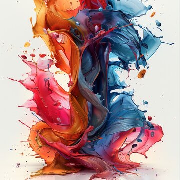 Letter I is made up of splashes of paint. Vibrant Letter Painting.