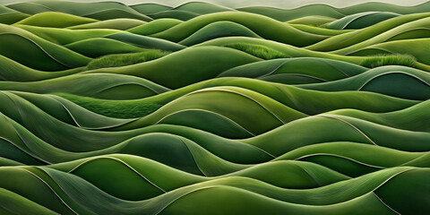Aufkleber - Green wavy landscape forming abstract natural background
