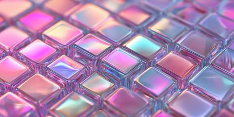 Poster - Abstract background with iridescent cubes forming a geometric pattern