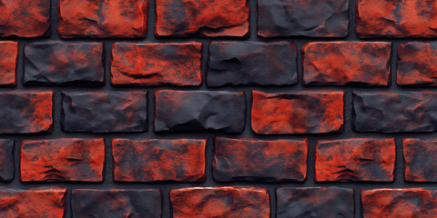 Poster - Red and black brick wall forming a textured background