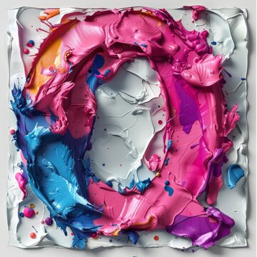 Letter O is made up of splashes of paint. Vibrant Letter Painting.
