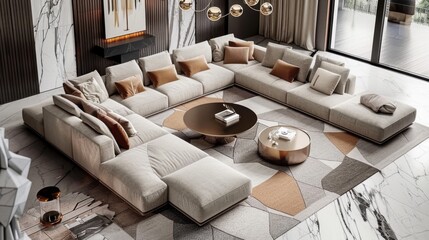 Poster - Modern Living Room with Elegant Sofa Arrangement