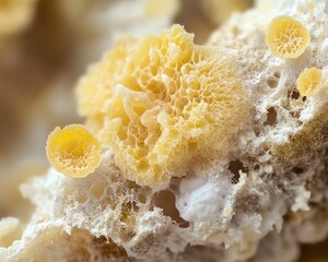 macro photography of mold growing on organic matter, textural details