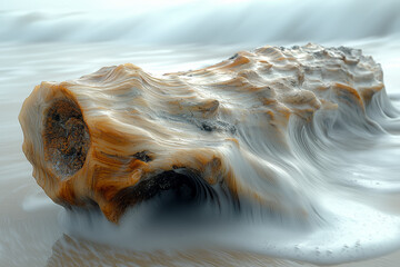 Poster - A piece of driftwood, smooth and polished from years in the sea, representing time's refining touch. Concept of refinement.