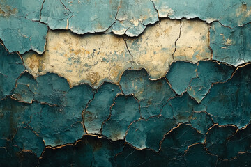 Poster - a painting fading and cracking with age, reflecting the inevitable effects of time on art. concept o