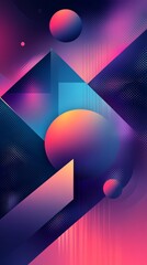 Aufkleber - Abstract geometric shapes with vibrant gradient colors, futuristic digital artwork. Modern art and design concept