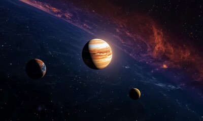 Wall Mural - trappist-1 system with its seven earth-like exoplanets. video