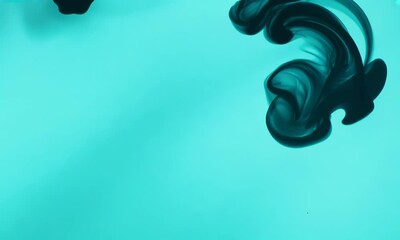 Poster - Smoky black shadows on a light aqua background. Video