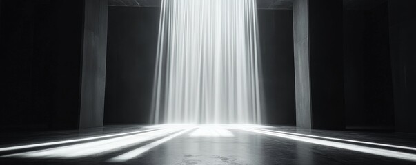 Aufkleber - Light beams streaming through dark room, dramatic space. Artistic lighting concept
