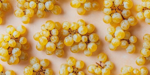 Canvas Print - Bright clusters of yellow grapes create a stunning visual display. This image captures freshness and abundance in a simple composition. Perfect for food blogs or marketing materials. AI