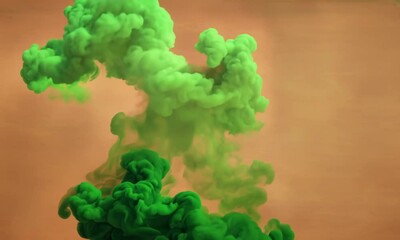Poster - Smoky green mist on a warm terracotta background. Video
