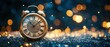 © Andrii - A classic gold alarm clock amidst sparkling lights