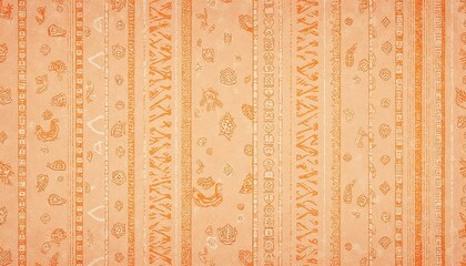 Vintage towel pattern background featuring retro geometric designs in muted oranges and browns, creating a nostalgic and quirky ambiance